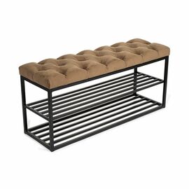 Обувница SHADO ТК36 черная с коричневой обивкой, Цвет обивки: коричневый, Цвет каркаса: черный | Интернет магазин мебели и декора LifeDekor
