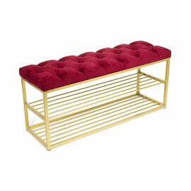 Обувница SHADO ТК36 черная с красной обивкой, Цвет обивки: красный, Цвет каркаса: Золотой | Интернет магазин мебели и декора LifeDekor