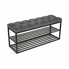 Обувница SHADO ТК36 черная с серой обивкой, Цвет обивки: серый, Цвет каркаса: черный | Интернет магазин мебели и декора LifeDekor