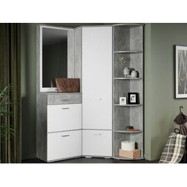 Прихожая «Виола» угловая М, Ателье светлый/белый | Интернет магазин мебели и декора LifeDekor