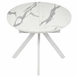Стол Rudolf круглый раскладной 90-120x90x75см, белый мрамор, белый | Интернет магазин мебели и декора LifeDekor