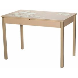 Стол М82 ДП1-03-03 1100(1400)*680 «Бристоль» Стекло Мателюкс с/в «Кофейные цветы», Н/с Беж. | Интернет магазин мебели и декора LifeDekor