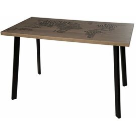 Стол М95 «Бремор» ДП1-02-08 ЛДСП «Эврика», фотопечать «Карта мира», черный матовый | Интернет магазин мебели и декора LifeDekor