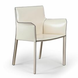 Стул с подлокотниками Barrie, кожа бежевый | Интернет магазин мебели и декора LifeDekor