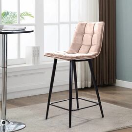 Стул полубарный UNO, бархат бежевый 5 / чёрный конус | Интернет магазин мебели и декора LifeDekor