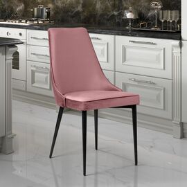 Стул Oliver, бархат пудровый 15/ чёрный конус | Интернет магазин мебели и декора LifeDekor