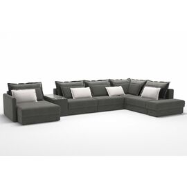 Incanto диван-кровать с шезлонгом и баром бархат серый | Интернет магазин мебели и декора LifeDekor