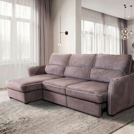 Marco диван-кровать с шезлонгом замша серый | Интернет магазин мебели и декора LifeDekor