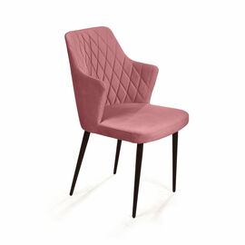 Стул с подлокотниками Hunt ромб, бархат пудровый 15 / чёрный конус | Интернет магазин мебели и декора LifeDekor