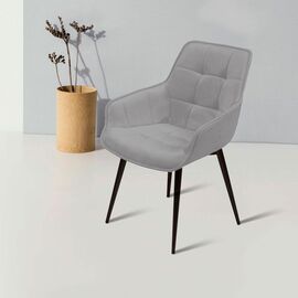 Стул с подлокотниками Capri, бархат светло-серый 26 / опора конус | Интернет магазин мебели и декора LifeDekor