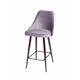 Стул полубарный Oliver, бархат светло-серый 26/ чёрный конус | Интернет магазин мебели и декора LifeDekor