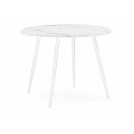 Стол деревянный Абилин 90х76 мрамор белый / белый матовый | Интернет магазин мебели и декора LifeDekor