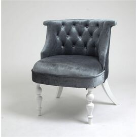 Кресло Бархат (эмаль белая / 25 - грязно-голубой) | Интернет магазин мебели и декора LifeDekor