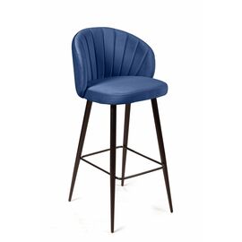 Стул барный Mont Blanc, бархат синий 29 / черный конус | Интернет магазин мебели и декора LifeDekor