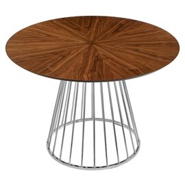 Стол Liverpool диам.110см, шпон орех лучевой набор, с хромированными ножками | Интернет магазин мебели и декора LifeDekor