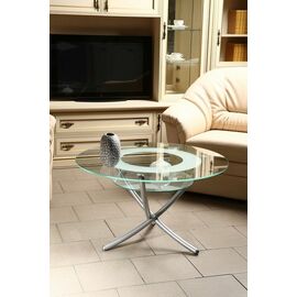 Стол журнальный Дуэт 4 металлик/ прозрачное | Интернет магазин мебели и декора LifeDekor