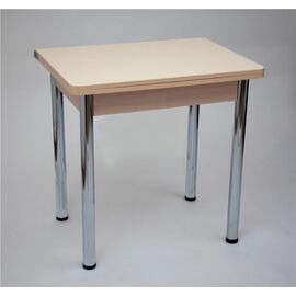 Стол обеденный ЛС-831 (Бежевые круги/ ноги Хром/кромка+царги Дуб беленый) | Интернет магазин мебели и декора LifeDekor