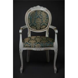 Кресло Милорд-12 (1013+патина золото/ткань Андрис бирюза Вензель) слоновая кость) | Интернет магазин мебели и декора LifeDekor