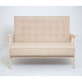 Диван двухместный РЕТРО (беленый дуб / RS3 - бежевый) | Интернет магазин мебели и декора LifeDekor