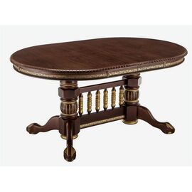 Стол обеденный раздвижной АЗИЯ-М  (Матовый лак/Темный орех / патина золото) | Интернет магазин мебели и декора LifeDekor