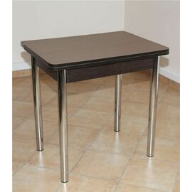 Стол обеденный ЛС-831 (Береза Эрмана темная/ ноги Хром/кромка+царги венге) | Интернет магазин мебели и декора LifeDekor