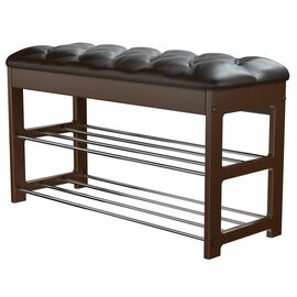 Банкетка Грейс орех, к/з Ева 1, каретная стяжка Л | Интернет магазин мебели и декора LifeDekor