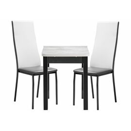 Обеденная группа Блавир белый полимер / серый полимер / метрополитан грей / черный | Интернет магазин мебели и декора LifeDekor