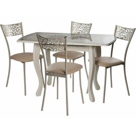 Обеденная группа (Стол Альба мини и 4 стула Эрго), патина 25 | Интернет магазин мебели и декора LifeDekor