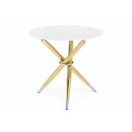 Стол стеклянный Rock 80х75 white / gold | Интернет магазин мебели и декора LifeDekor