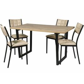 Обеденная группа (Стол Патика и 4 стула Дункан), кожзам Линкольн беж | Интернет магазин мебели и декора LifeDekor