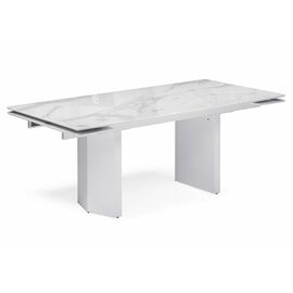 Стол стеклянный Стеклянный стол Монерон 200(260)х100х77 белый мрамор / белый | Интернет магазин мебели и декора LifeDekor