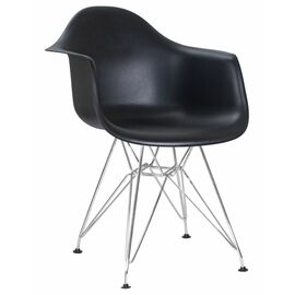 Стул обеденный DOBRIN DAW CHROME, ножки хром, цвет сиденья чёрный, Вариант: ножки хром, цвет сиденья чёрный | Интернет магазин мебели и декора LifeDekor