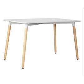 Стол обеденный DOBRIN SERRA WIDE, ножки светлый бук, столешница светло-серая, Вариант: ножки светлый бук, столешница светло-серая | Интернет магазин мебели и декора LifeDekor