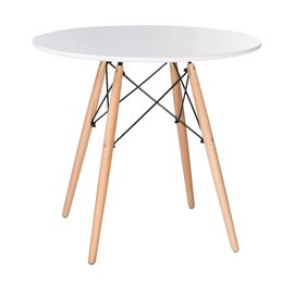 Стол обеденный DOBRIN CHELSEA`80, ножки светлый бук, столешница белая, Вариант: ножки светлый бук, столешница белая | Интернет магазин мебели и декора LifeDekor