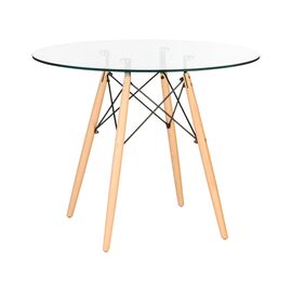 Стол обеденный DOBRIN CHELSEA`90 GLASS, ножки светлый бук, столешница стекло, Вариант: ножки светлый бук, столешница стекло | Интернет магазин мебели и декора LifeDekor