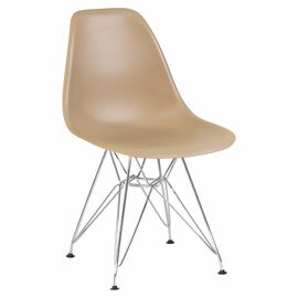 Стул обеденный DOBRIN DSR, ножки хром, цвет бежевый (GR-03), Вариант: ножки хром, цвет бежевый (GR-03) | Интернет магазин мебели и декора LifeDekor