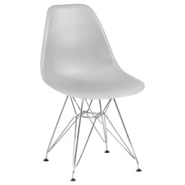 Стул обеденный DOBRIN DSR, ножки хром, цвет светло-серый (GR-01), Вариант: ножки хром, цвет светло-серый (GR-01) | Интернет магазин мебели и декора LifeDekor