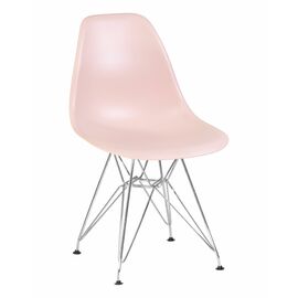 Стул обеденный DOBRIN DSR, ножки хром, цвет светло-розовый (PK-02), Вариант: ножки хром, цвет светло-розовый (PK-02) | Интернет магазин мебели и декора LifeDekor