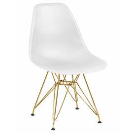 Стул обеденный DOBRIN DSR, ножки золотые, цвет белый (W-02), Вариант: ножки золотые, цвет белый (W-02) | Интернет магазин мебели и декора LifeDekor