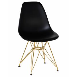 Стул обеденный DOBRIN DSR, ножки золотые, цвет чёрный (B-03), Вариант: ножки золотые, цвет чёрный (B-03) | Интернет магазин мебели и декора LifeDekor