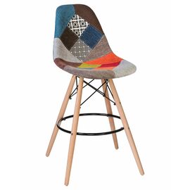 Стул барный DOBRIN DSW BAR, ножки светлый бук, цвет сиденья мозаика, Вариант: ножки светлый бук, цвет сиденья мозаика | Интернет магазин мебели и декора LifeDekor