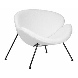 Кресло дизайнерское DOBRIN EMILY, белый (букле) ткань, черное основание, Вариант: белый (букле) ткань, черное основание | Интернет магазин мебели и декора LifeDekor