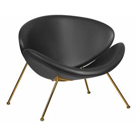 Кресло дизайнерское DOBRIN EMILY, черный винил YP16, золотое основания, Вариант: черный винил YP16, золотое основания | Интернет магазин мебели и декора LifeDekor