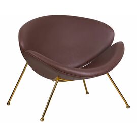 Кресло дизайнерское DOBRIN EMILY, коричневый винил YP5, золотое основание, Вариант: коричневый винил YP5, золотое основание | Интернет магазин мебели и декора LifeDekor