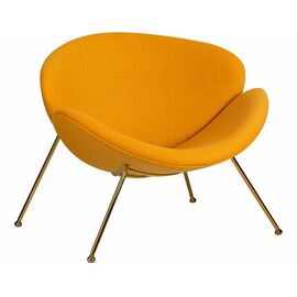 Кресло дизайнерское DOBRIN EMILY, желтая ткань AF13, золотое основание, Вариант: желтая ткань AF13, золотое основание | Интернет магазин мебели и декора LifeDekor