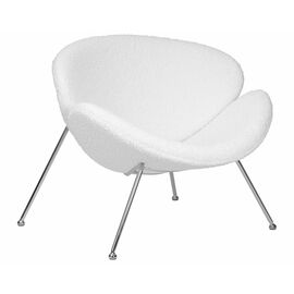 Кресло дизайнерское DOBRIN EMILY, белый (букле) ткань , хромированная сталь, Вариант: белый (букле) ткань , хромированная сталь | Интернет магазин мебели и декора LifeDekor