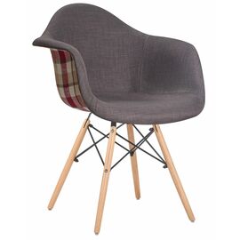 Стул обеденный DOBRIN DAW THOMAS, ножки светлый бук, сиденье 010 яркая клетка, серая ткань, Вариант: ножки светлый бук, сиденье 010 яркая клетка, серая ткань | Интернет магазин мебели и декора LifeDekor