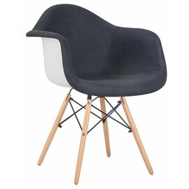 Стул обеденный DOBRIN DAW ROSS, ножки светлый бук, сиденье 012 белый пластик, чёрная ткань, Вариант: ножки светлый бук, сиденье 012 белый пластик, чёрная ткань | Интернет магазин мебели и декора LifeDekor