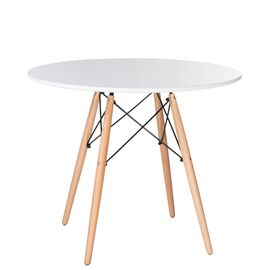 Стол обеденный DOBRIN CHELSEA`90, ножки светлый бук, цвет белый, Вариант: ножки светлый бук, цвет белый | Интернет магазин мебели и декора LifeDekor