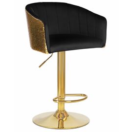 Стул барный DOBRIN DARCY GOLD SHINY, черный велюр с золотыми пайетками, Вариант: черный велюр с золотыми пайетками | Интернет магазин мебели и декора LifeDekor